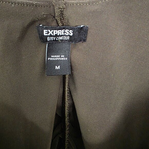 Express Body Contour Olive Off-Shoulder Ruched Bodysuit M Stretch - Picture 5 of 9